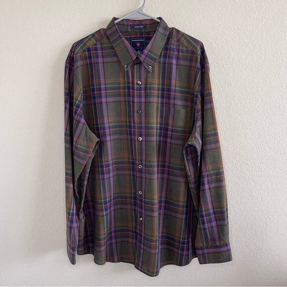 Saddlebred Men's Long Sleeve Button Down Wrinkle Free Plaid XL Shirt - Picture 1 of 9